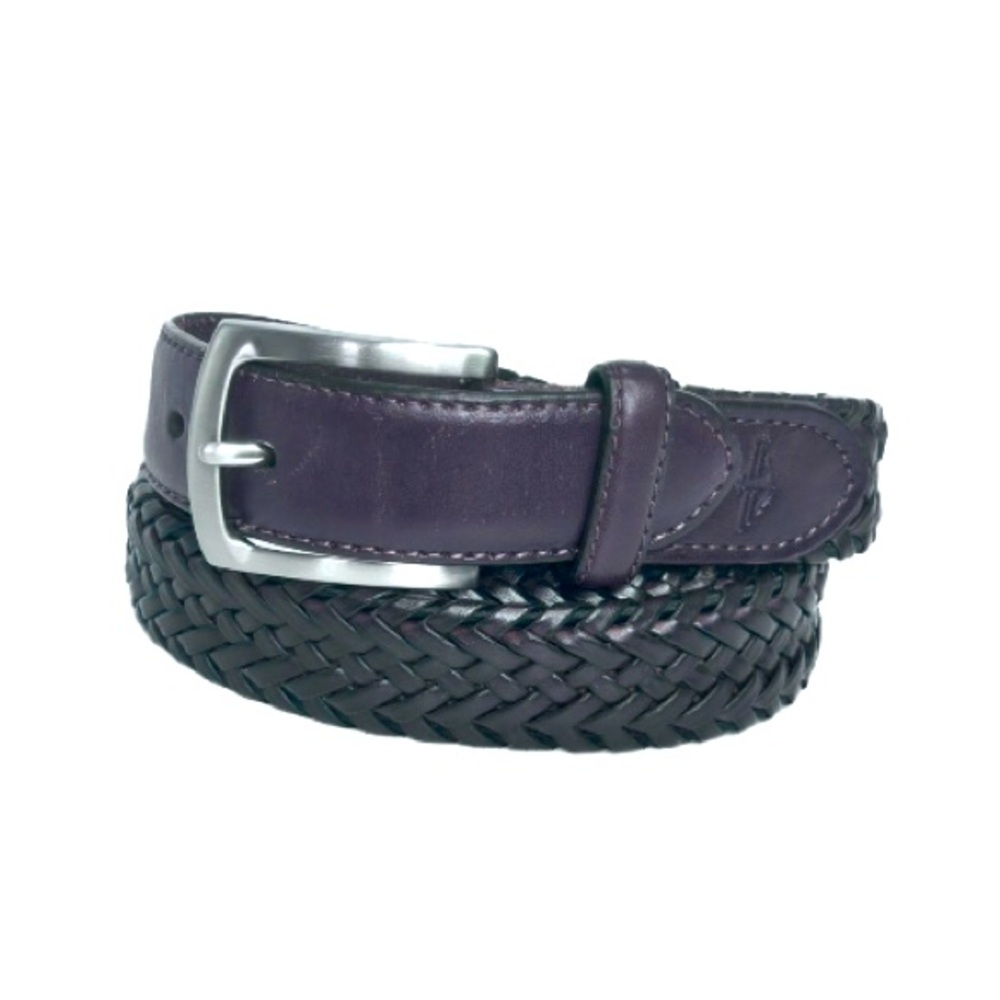 DOCKERS Men’s Braided Genuine Leather Belt Dark Brown Silver Buckle Size 40/100